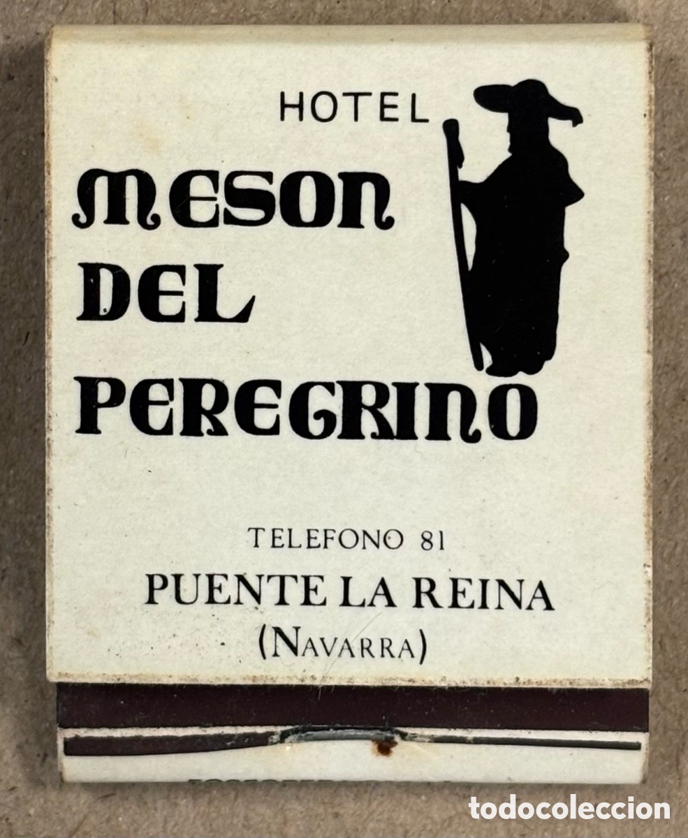 Coleccionismo: HOTEL MESON DEL PEREGRINO (PUENTE LA REINA - NAVARRA). ANTIGUA CAJETILLA DE CERILLAS PUBLICITARIA.