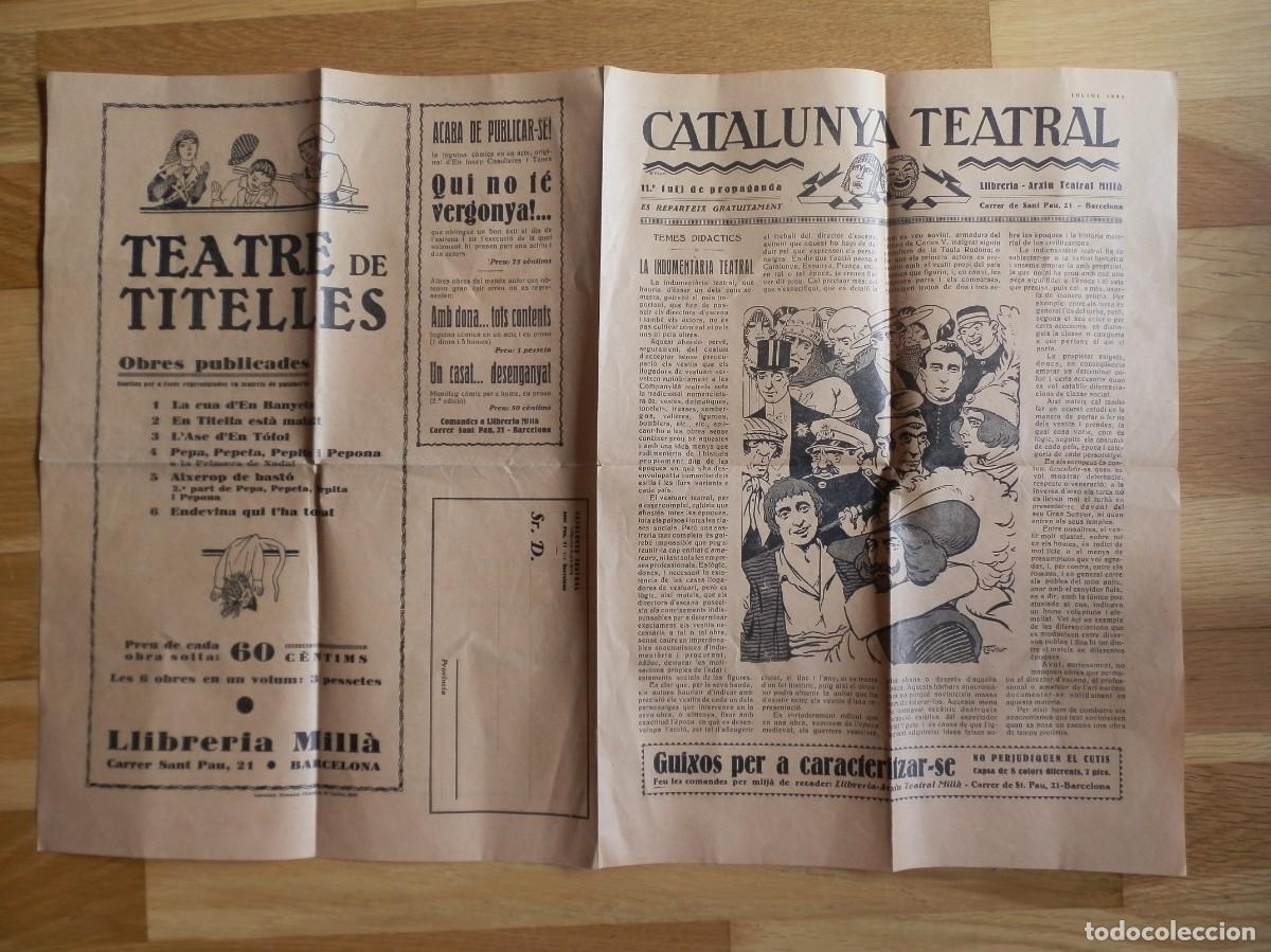 Coleccionismo: CATALU&Ntilde;A TEATRAL 11e FULL DE PROPAGANDA JULIOL 1932. LLIBRERIA ARXIU TEATRAL MILL&Agrave;.