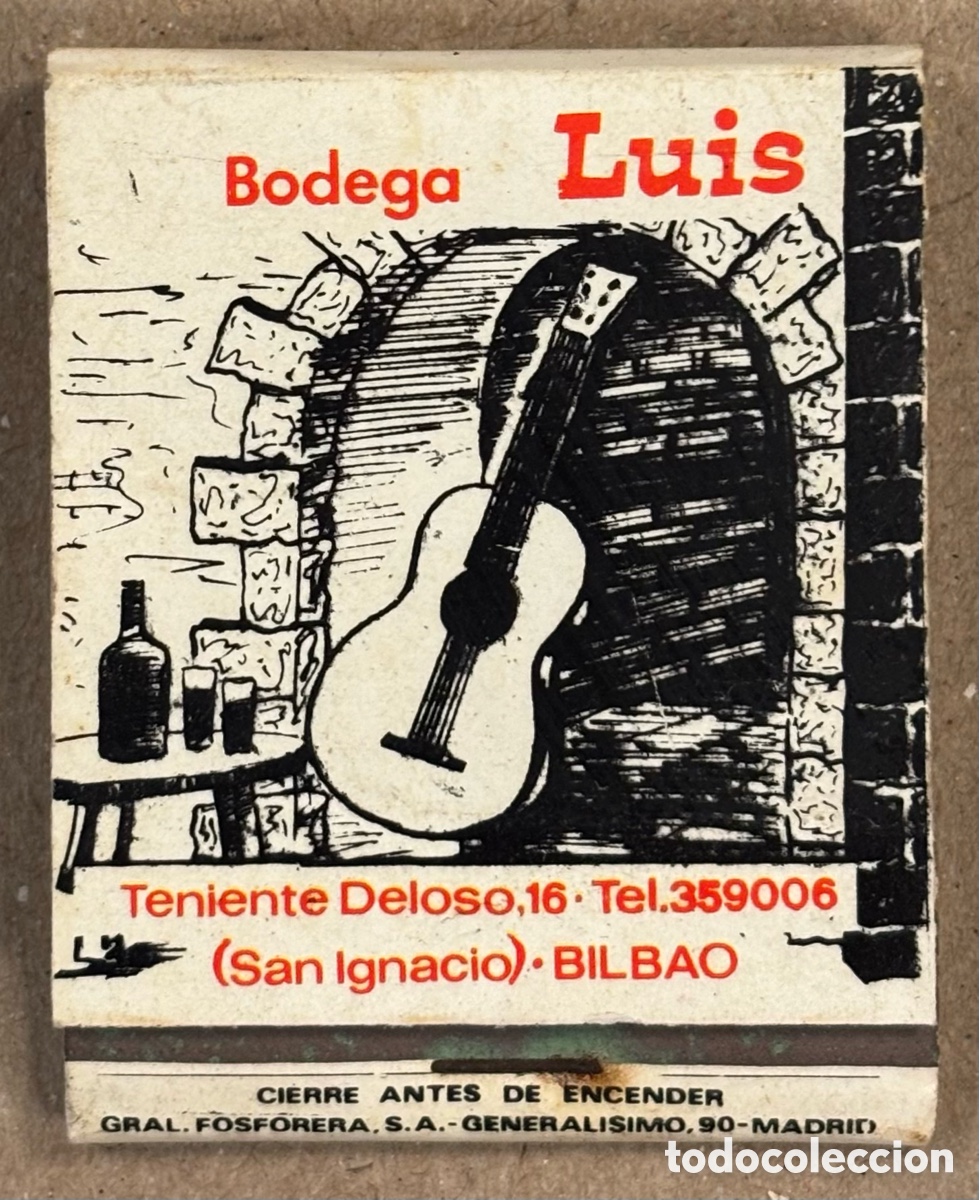 Coleccionismo: BODEGAS LUIS (BILBAO). ANTIGUA CAJETILLA DE CERILLAS PUBLICITARIA.