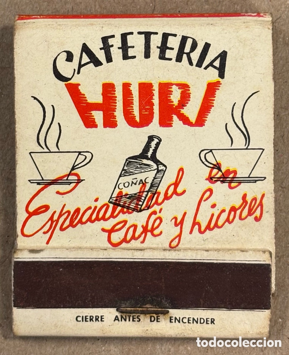 Coleccionismo: CAFETER&Iacute;A HURY (BARACALDO). ANTIGUA CAJETILLA DE CERILLAS PUBLICITARIA.