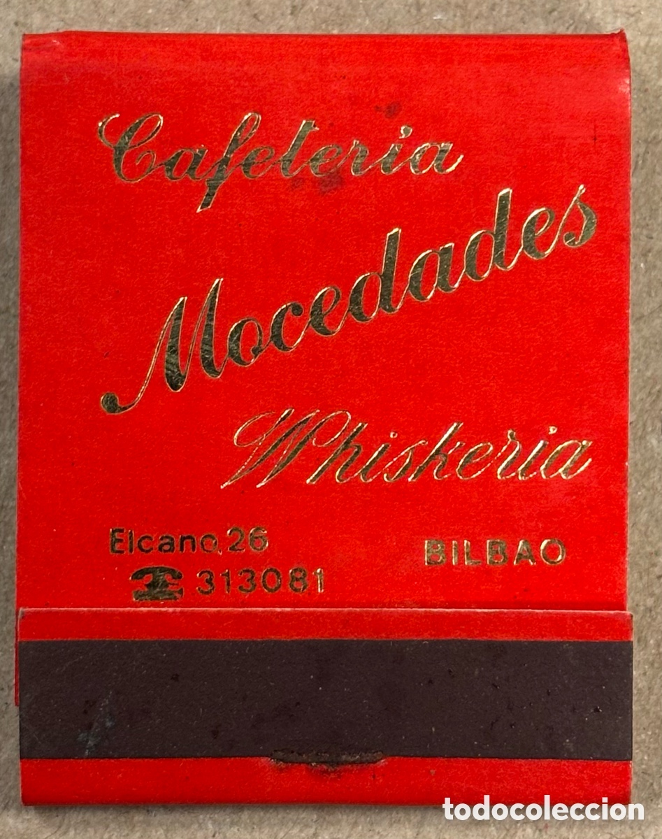 Coleccionismo: CAFETER&Iacute;A MOCEDADES WHISKERIA (BILBAO). ANTIGUA CAJETILLA DE CERILLAS PUBLICITARIA.