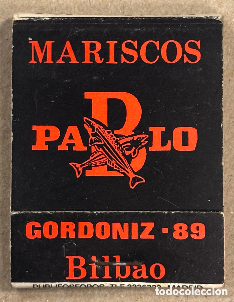 Coleccionismo: MARISCOS PABLO (BILBAO). ANTIGUA CAJETILLA DE CERILLAS PUBLICITARIA.