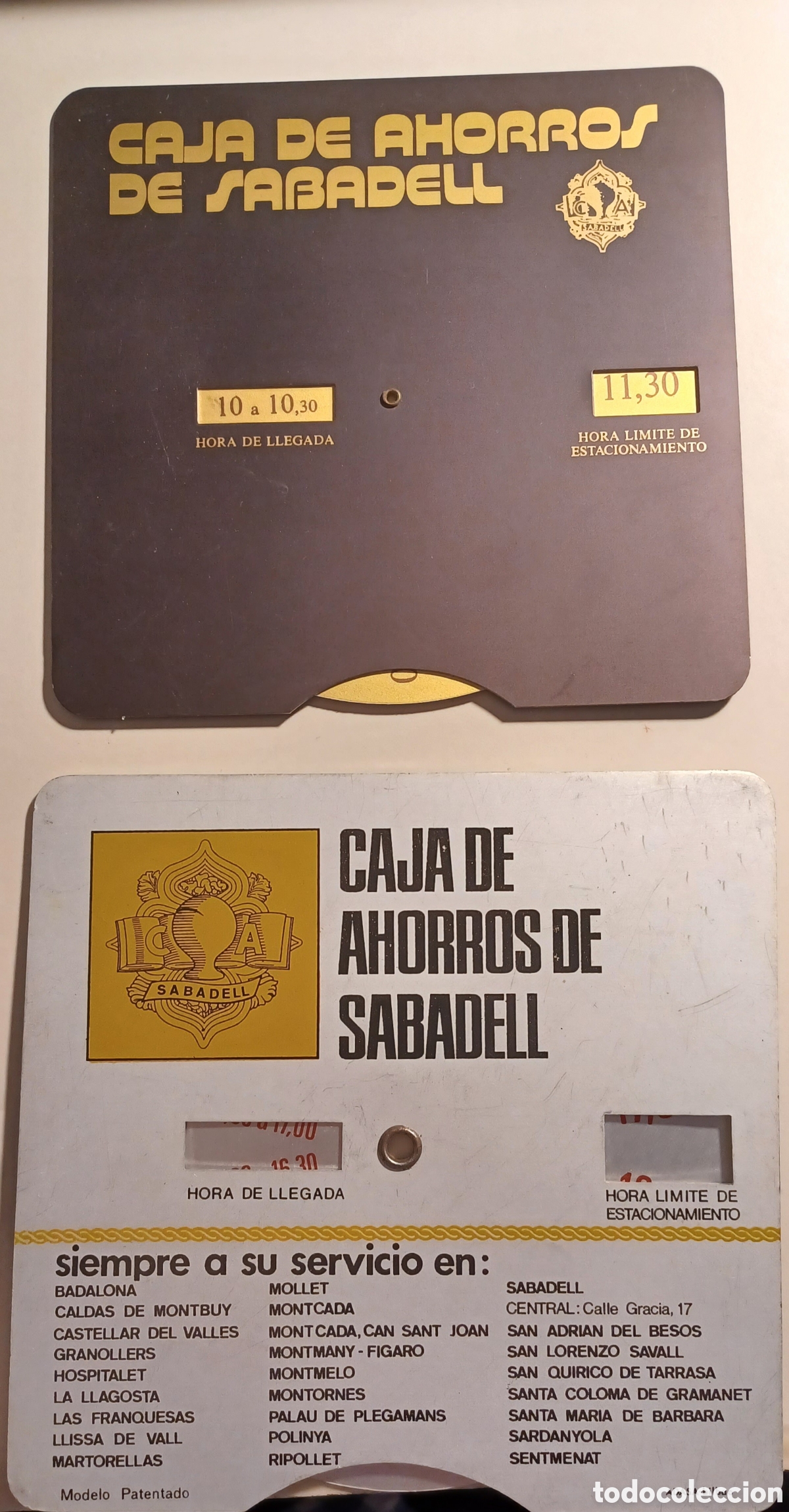 Coleccionismo: Dos discos horarios Caja Ahorros Sabadell