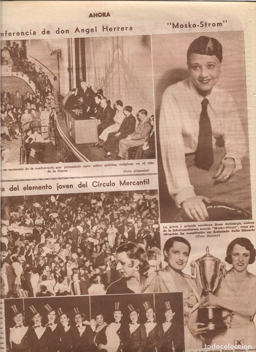 Coleccionismo: A&Ntilde;O 1933 RECORTE PRENSA ROSA ARCINIEGA ESCRITORA NOVELA MOSKO-STROM GRAN EXITO LITERARIO