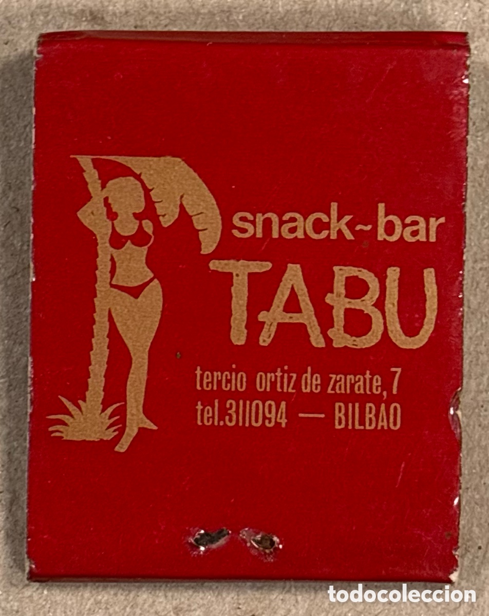 Coleccionismo: BAR RESTAURANTE C&Eacute;FIRO Y SNACK BAR TAB&Uacute; (BILBAO). ANTIGUA CAJETILLA DE CERILLAS PUBLICITARIA.
