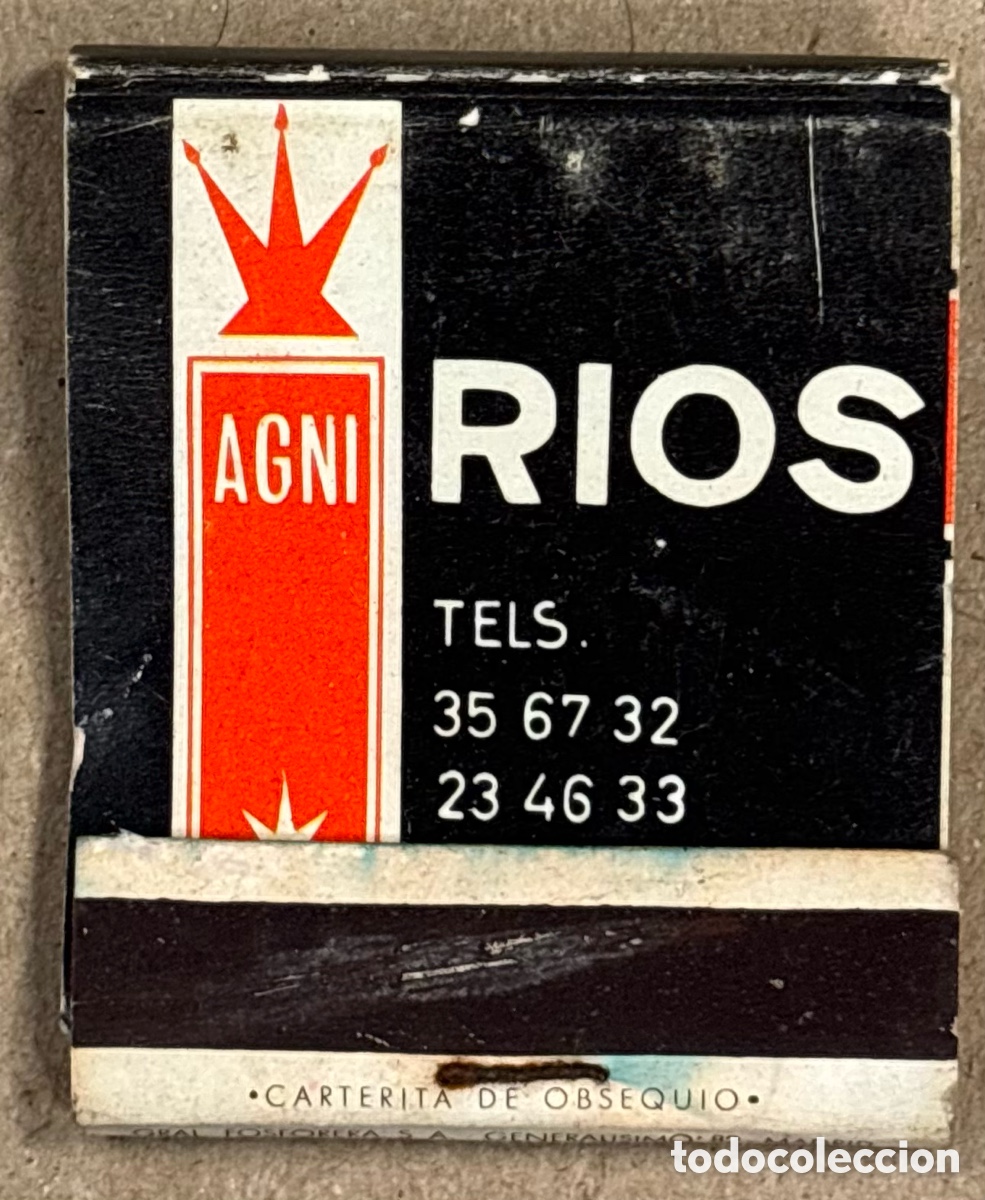 Coleccionismo: AGNI R&Iacute;OS (VIZCAYA). ANTIGUA CAJETILLA DE CERILLAS PUBLICITARIA.