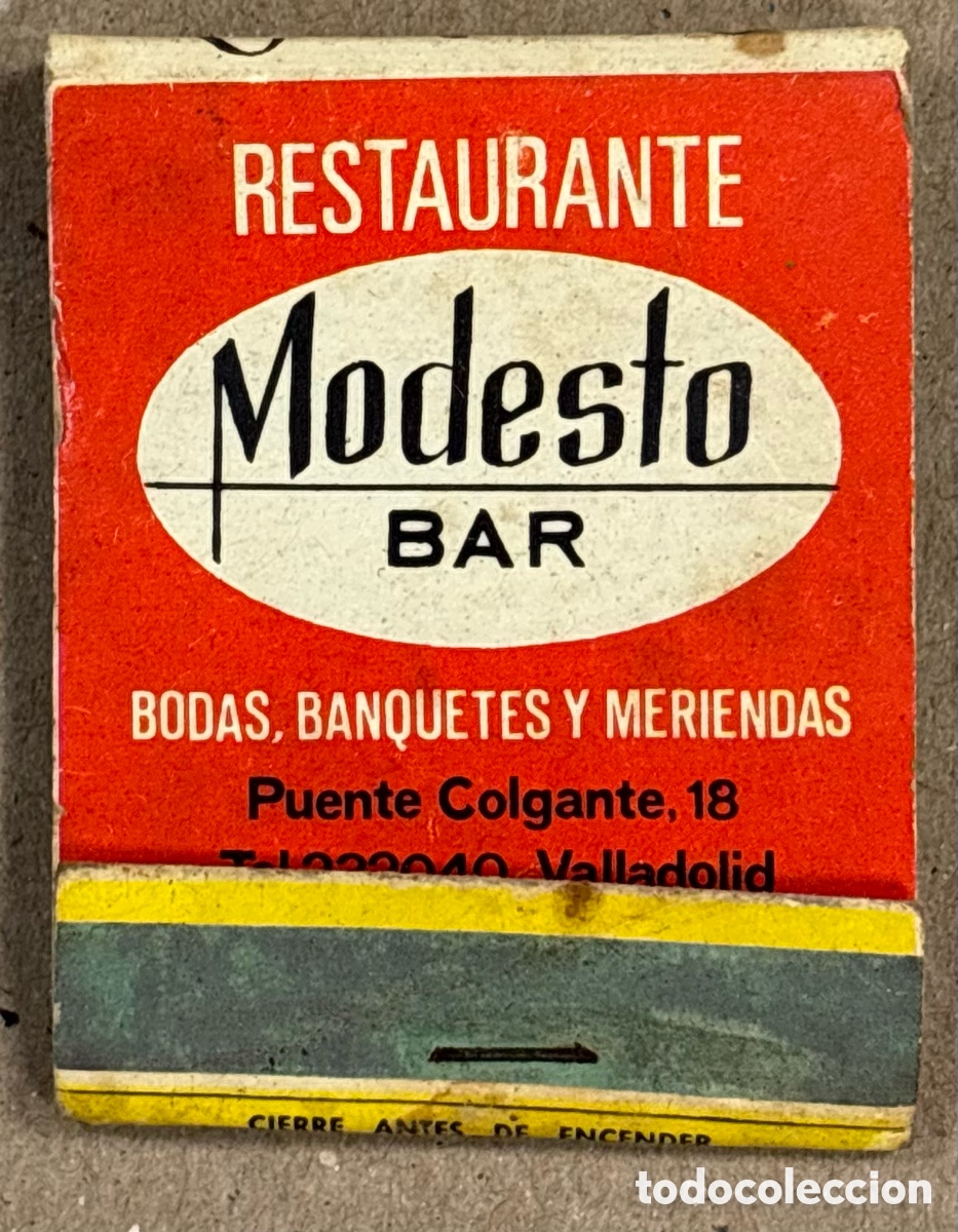 Coleccionismo: BAR MODESTO (VALLADOLID) y CONSERVAS HERRERO Y C&Iacute;A (LA CORU&Ntilde;A). ANTIGUA CAJETILLA DE CERILLAS