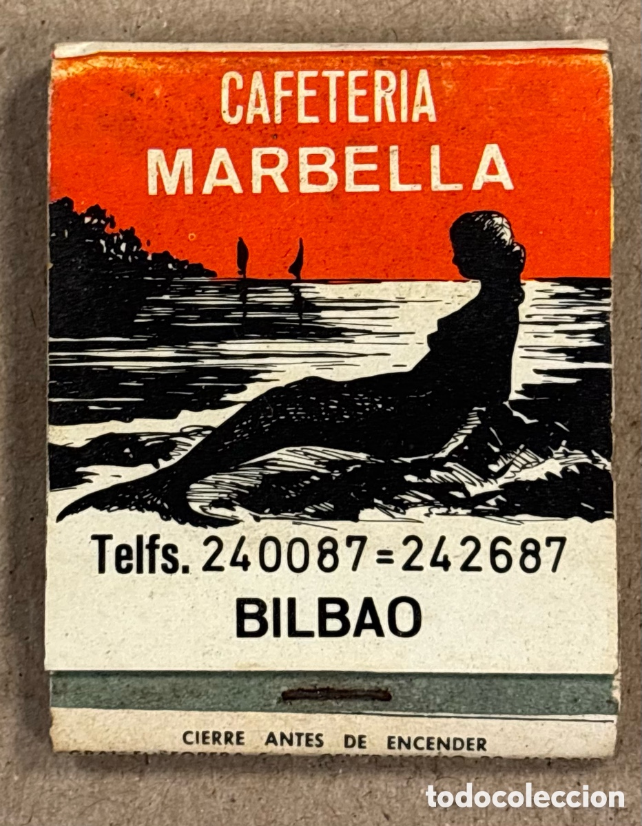 Coleccionismo: CAFETER&Iacute;A MARBELLA (BILBAO). ANTIGUA CAJETILLA DE CERILLAS PUBLICITARIA.