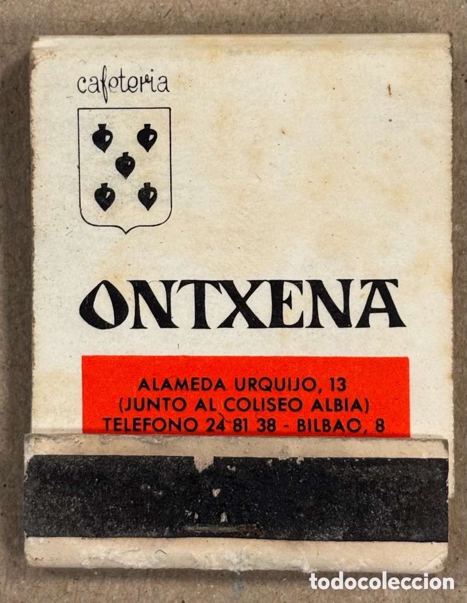 Coleccionismo: CAFETER&Iacute;A ONTXENA (BILBAO). ANTIGUA CAJETILLA DE CERILLAS PUBLICITARIA.