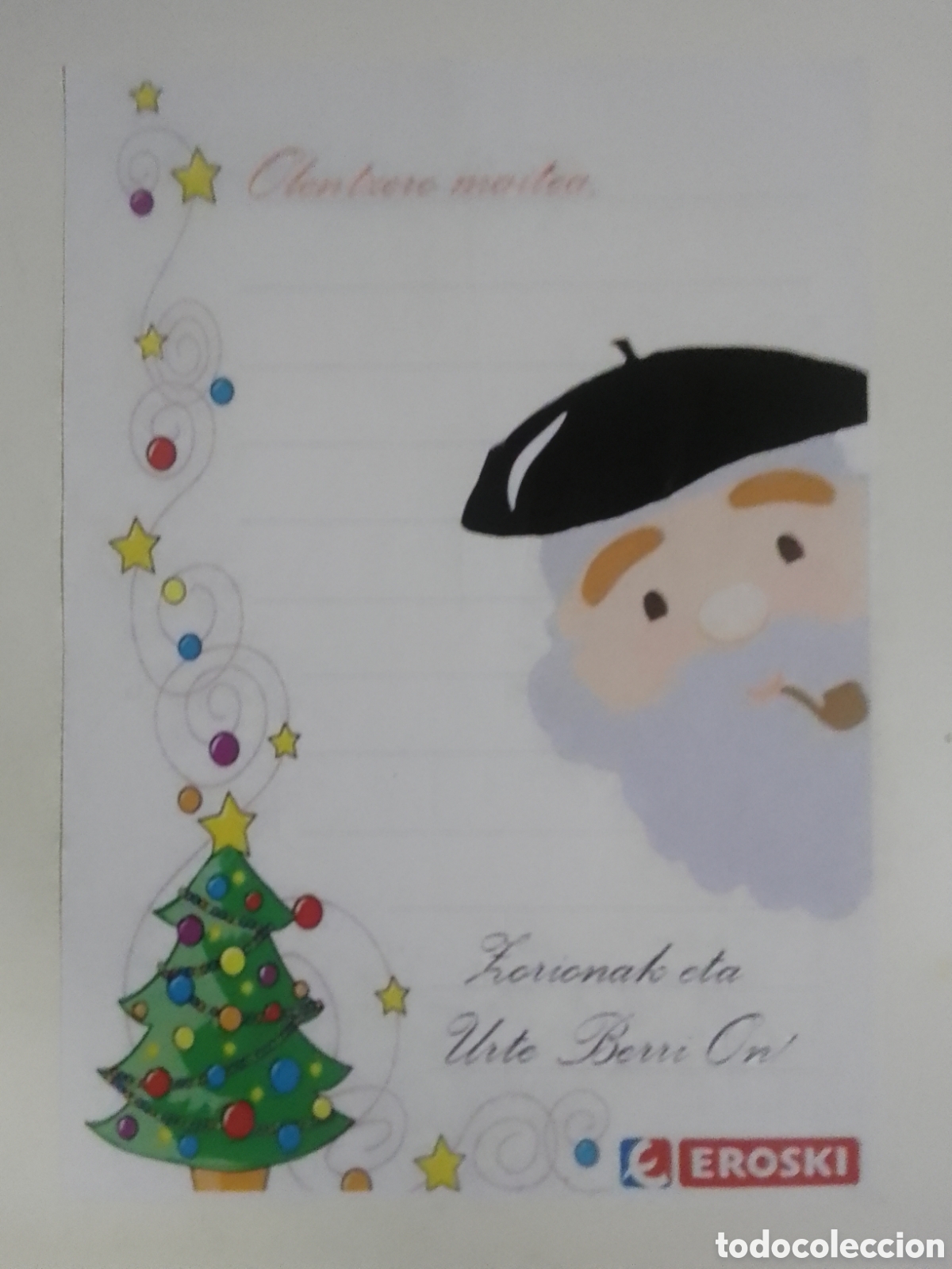 Coleccionismo: Carta Olentzero Supermercados EROSKI.