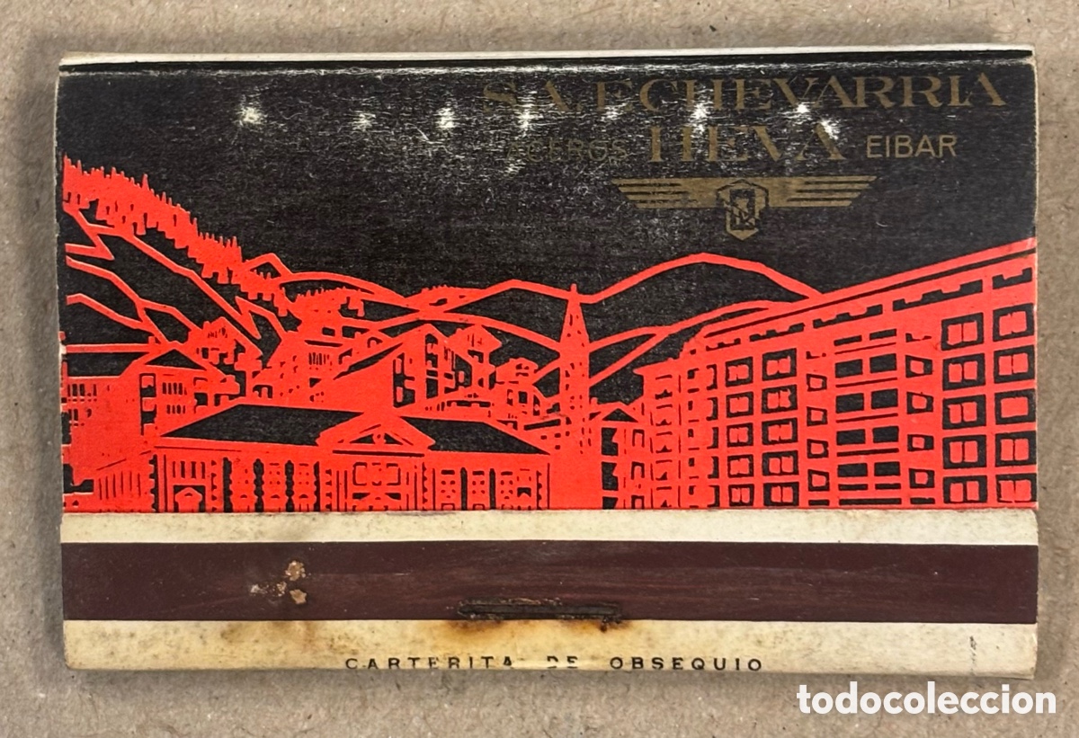 Coleccionismo: S.A ECHEVARR&Iacute;A ACEROS HEVA (EIBAR). ANTIGUA CAJETILLA DE CERILLAS PUBLICITARIA.
