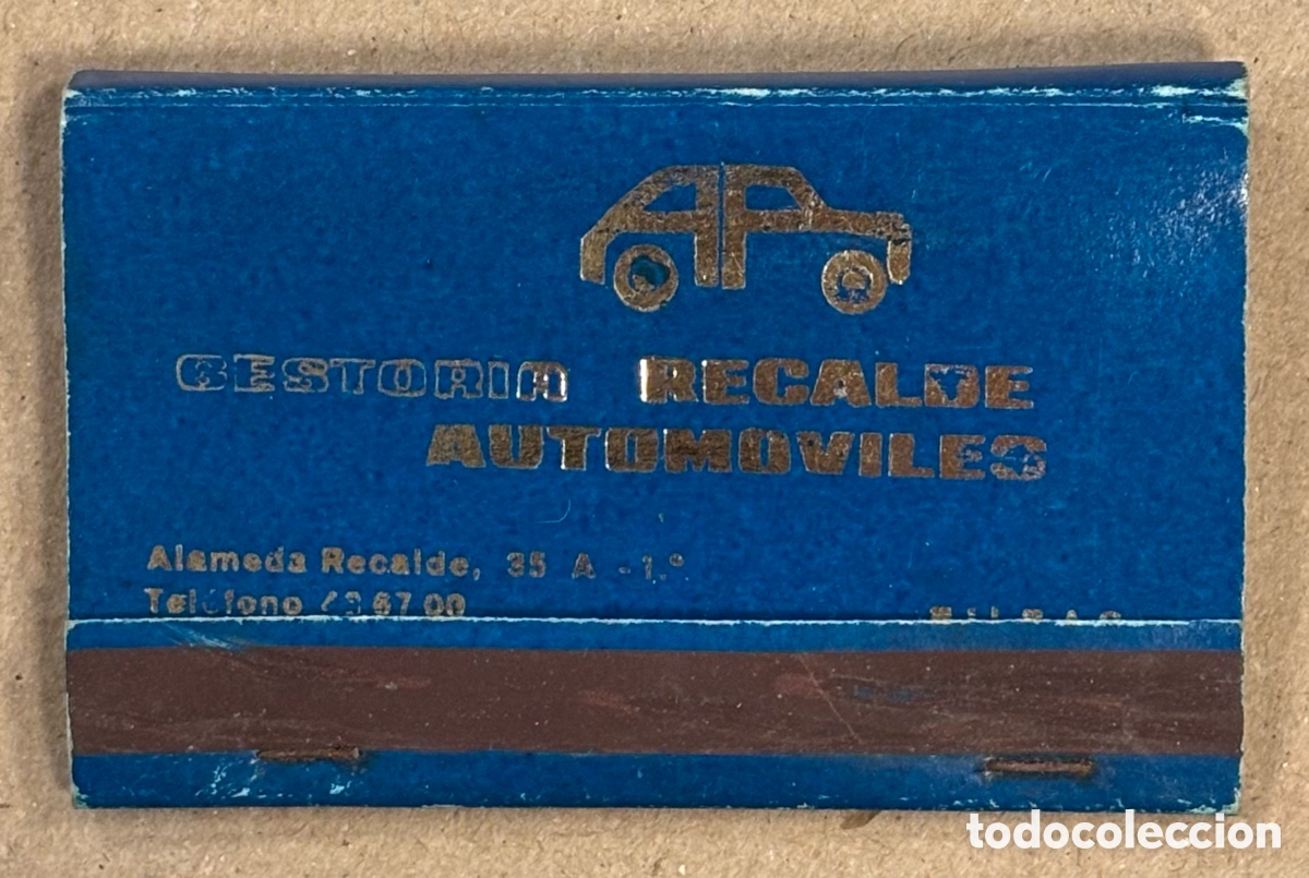 Coleccionismo: GESTOR AUTOM&Oacute;VILES RECALDE (BILBAO). ANTIGUA CAJETILLA DE CERILLAS PUBLICITARIA.