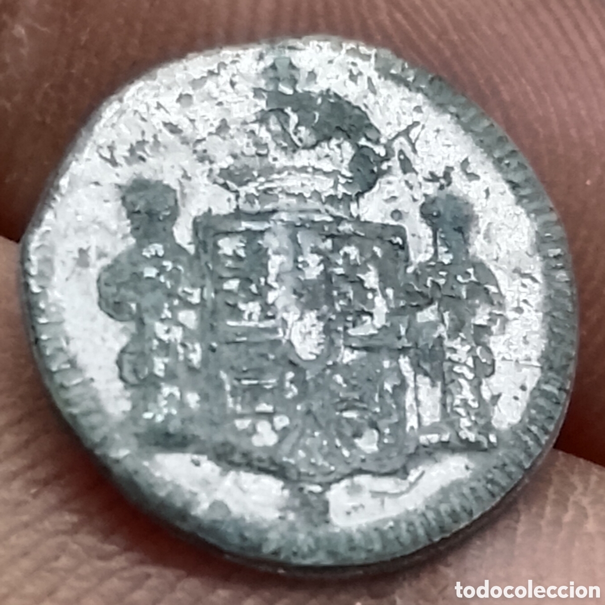 Coleccionismo: A-Boton hisp&aacute;nico serie escudo de Espa&ntilde;a tipo E1e marcado S&bull;/F&bull;