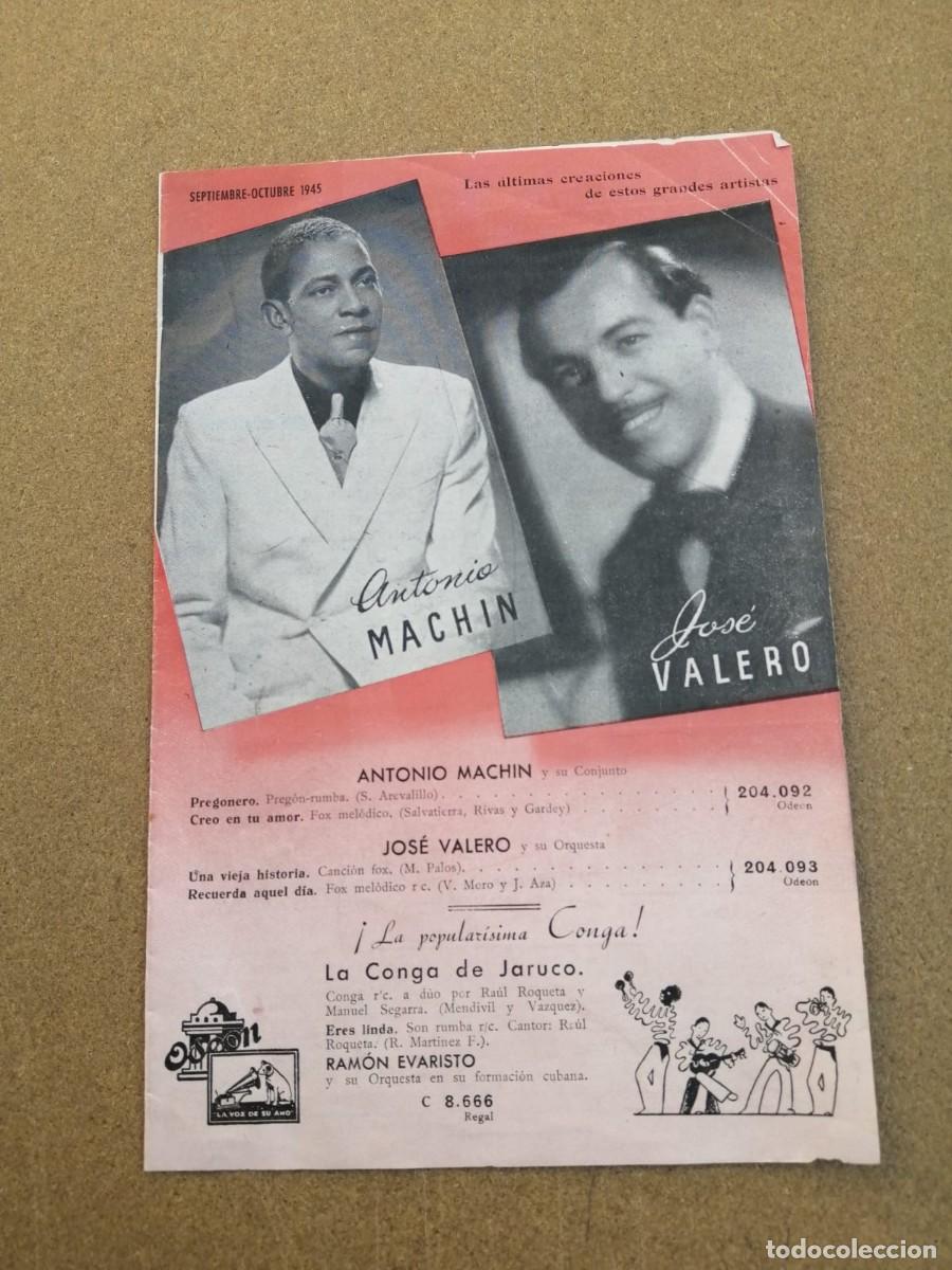 Coleccionismo: PROGRAMA NOVEDADES DISCOGRAFICAS ODEON - LA VOZ DE SU AMO (ANTONIO MACHIN -JOSE VALERO - ...)