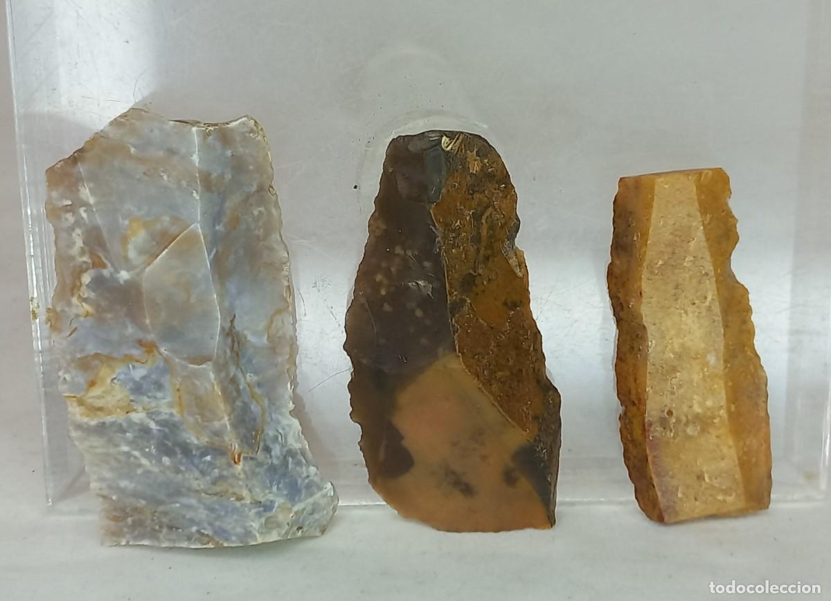 Coleccionismo: EXPECTACULAR CONJUNTO DE TRES RASPADORES DE SILEX PREHISTORICOS