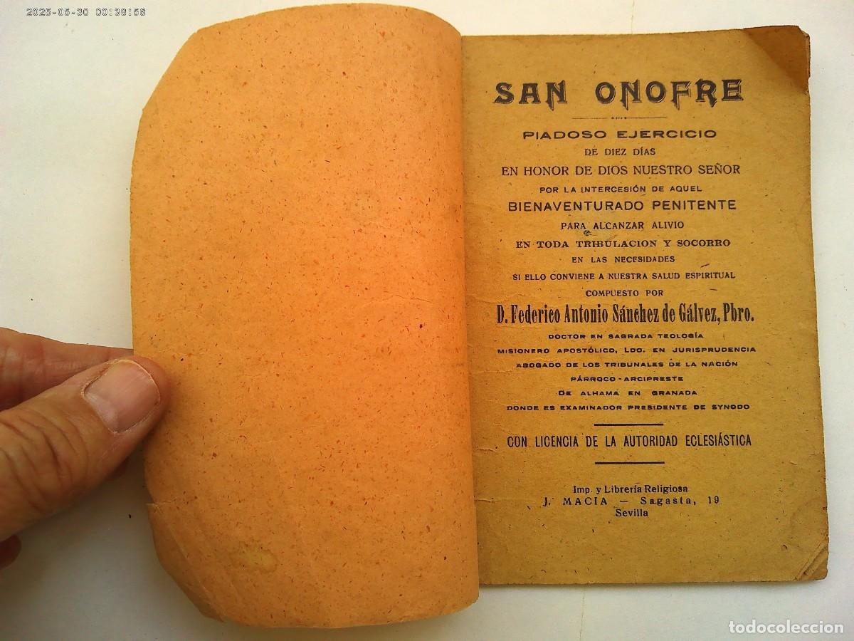 Coleccionismo: PEQUE&Ntilde;A PUBLICACION RELIGIOSA: PIADOSO EJERCICIO EN HONOR DE SAN ONOFRE . SEVILLA PP. SIGLO