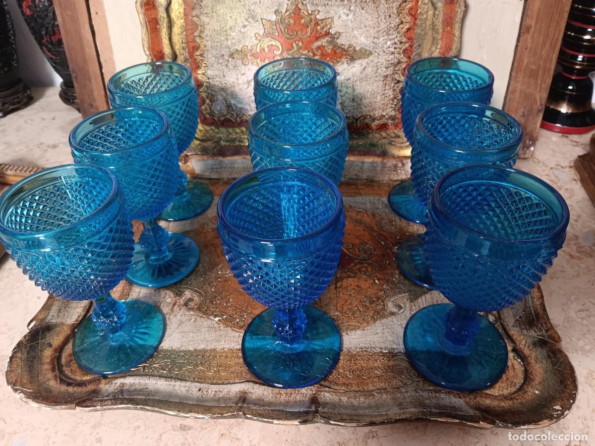 Coleccionismo: copas de vino o agua de estilo vintage con relieve de rombos, com&uacute;nmente conocidas como Bicos de Vis