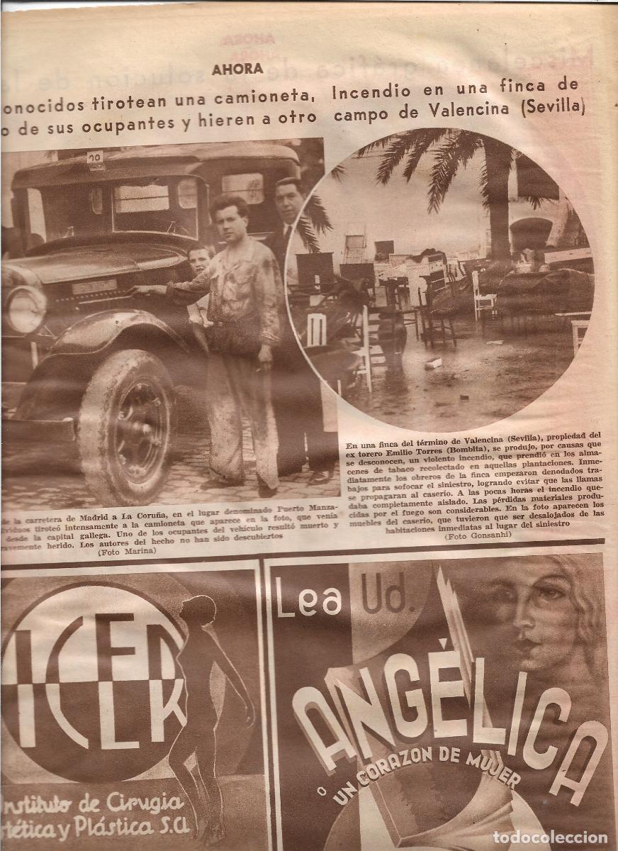 Coleccionismo: A&Ntilde;O 1933 RECORTE PRENSA VALENCINA SEVILLA INCENDIO FINCA DEL TORERO EMILIO TORRES BOMBITA