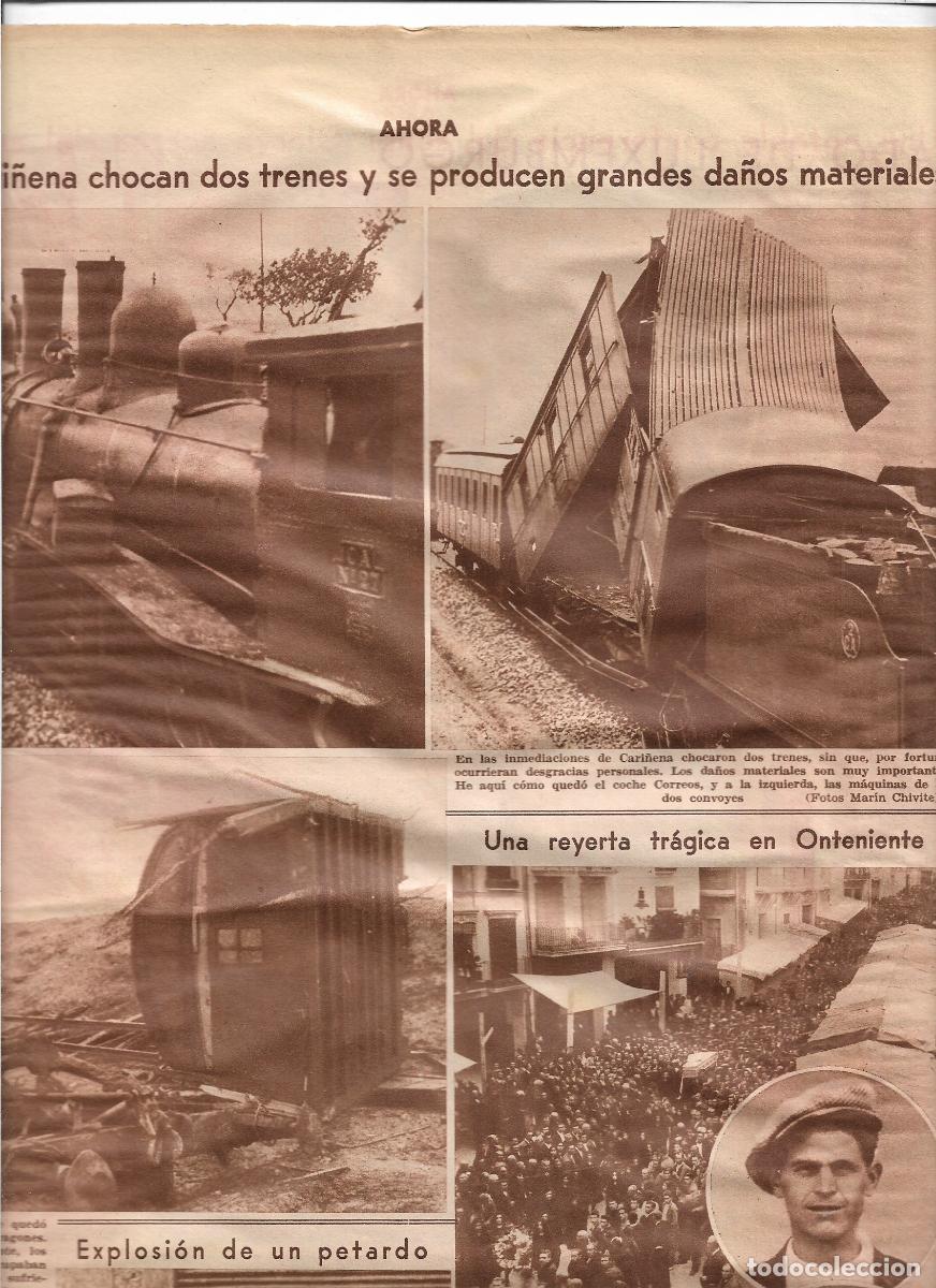 Coleccionismo: A&Ntilde;O 1933 RECORTE PRENSA CARI&Ntilde;ENA CHOQUE TRENES TREN CORREO GRANDES DA&Ntilde;OS MATERIALES