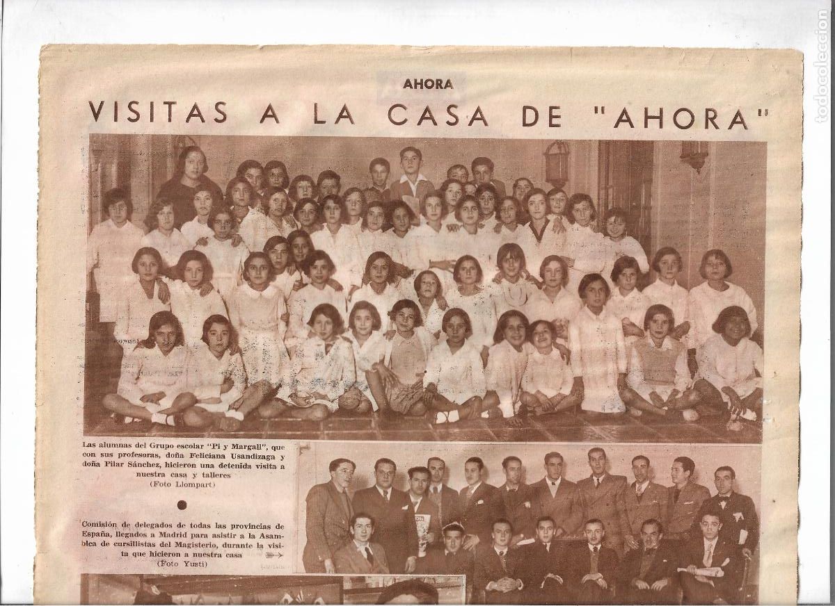 Coleccionismo: A&Ntilde;O 1933 RECORTE PRENSA ALUMNAS COLEGIO PI Y MARGALL VISITAN CASA DIARIO AHORA FELICIANA USANDIZAGA