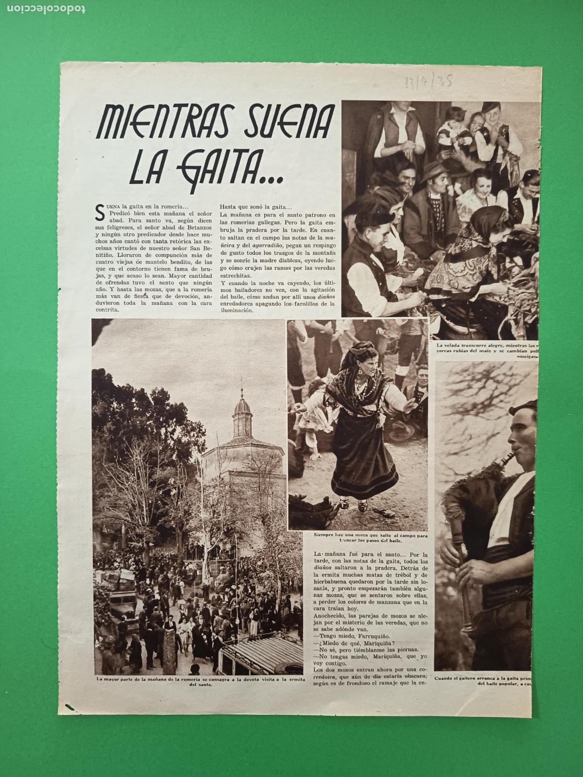 Coleccionismo: MIENTRAS SUENA LA GAITA EN LA ROMERIA DE BETANZOS - 13/07/1935