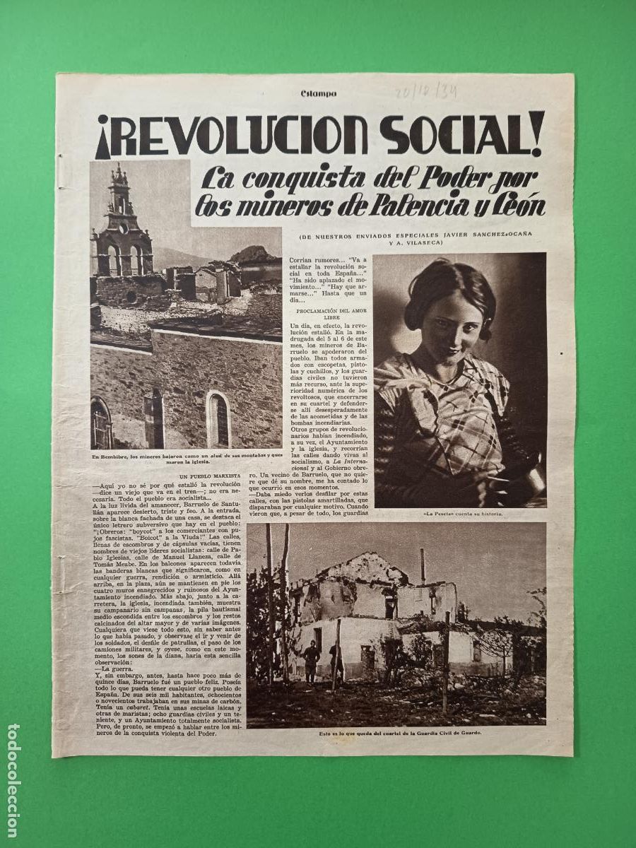 Coleccionismo: REVOLUCI&Oacute;N SOCIAL MINEROS DE PALENCIA Y LEON - 20/10/1934