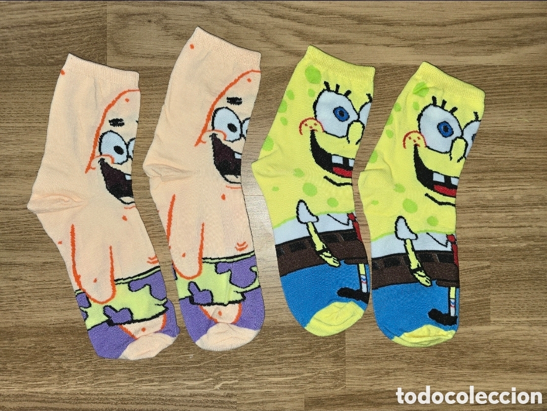 Coleccionismo: Lote calcetines Bob Esponja y Patricio dibujos animados