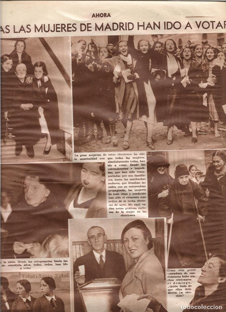 Coleccionismo: A&Ntilde;O 1933 RECORTE PRENSA ELECCIONES VOTO MUJER LAS MUJERES DE MADRID Y LAS MONJAS VOTAN