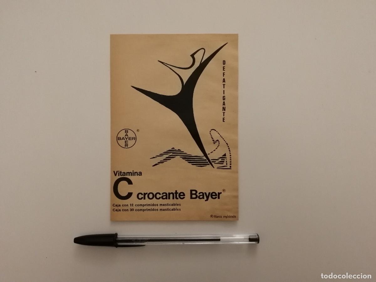 Coleccionismo: ANTIGUO ANUNCIO ACARTONADO -10*15- CROCANTE BAYER VITAMINA C -MEDICINA - PUBLICIDAD
