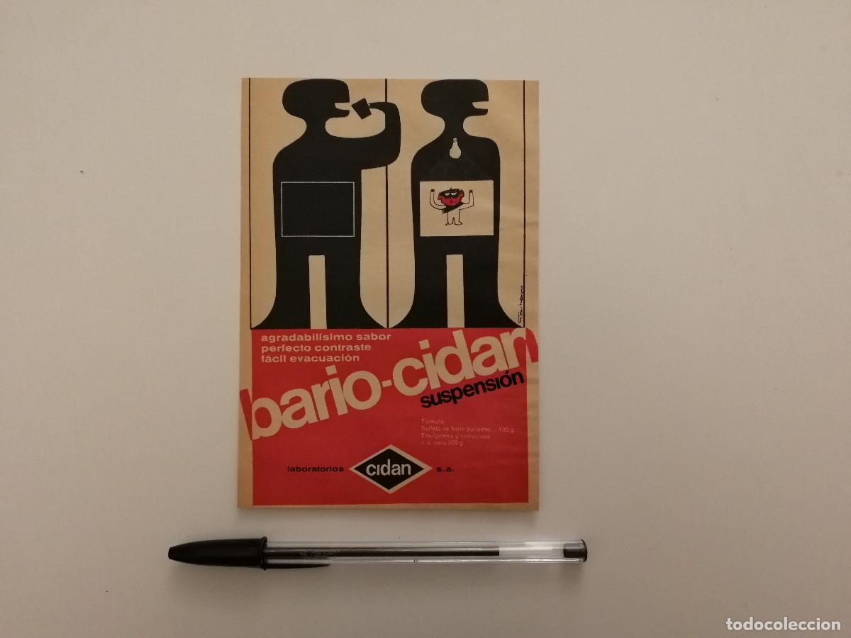 Coleccionismo: ANTIGUO ANUNCIO ACARTONADO -10*15- BARIO-CIDAN SUSPENSION -MEDICINA - PUBLICIDAD