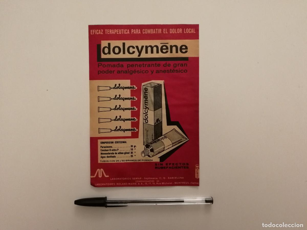 Coleccionismo: ANTIGUO ANUNCIO ENCARTONADO - DOLCYMENE POMADA ANALGESICO - MEDICINA - PUBLICIDAD A&Ntilde;OS 60