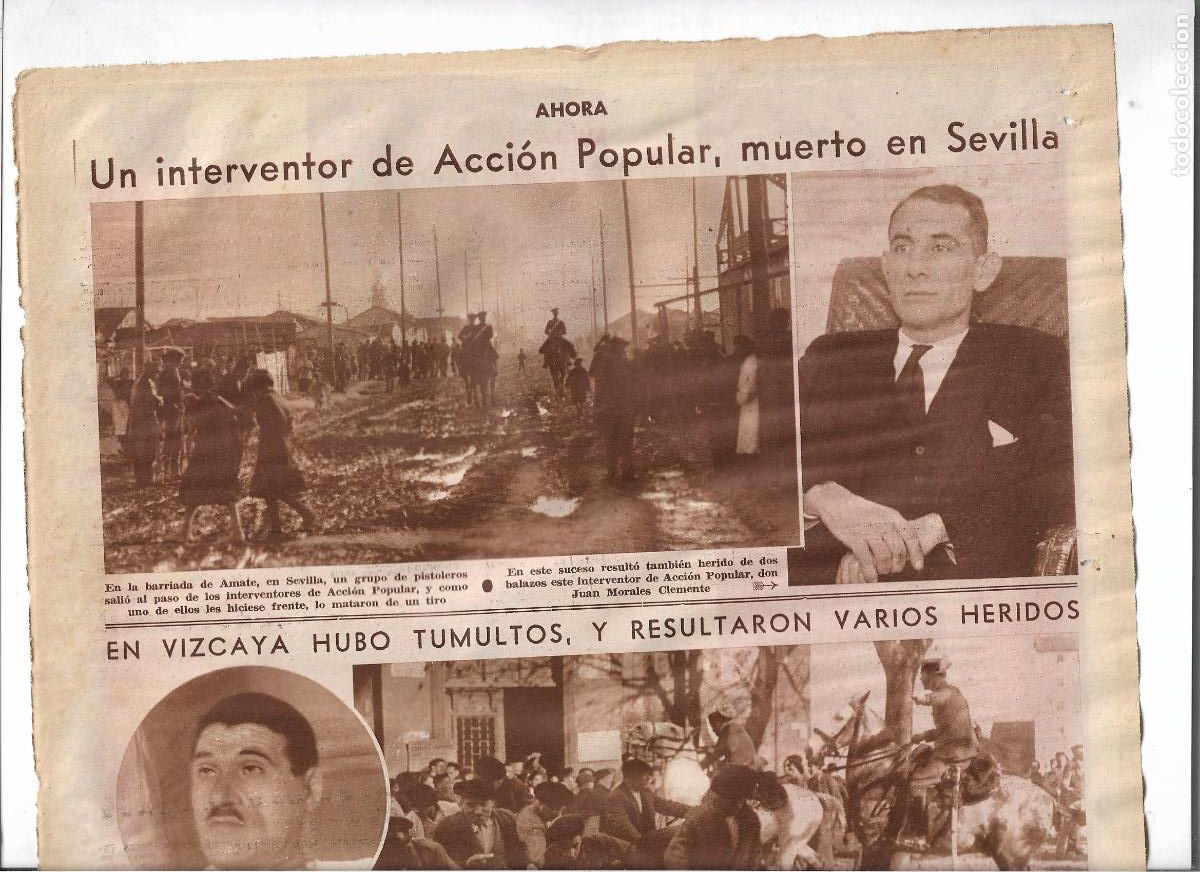 Coleccionismo: &Ntilde;O 1933 ELECCIONES SEVILLA BARRIADA AMATE ASESINATO INTERVENTOR ACCION POPULAR Y JUAN MORALES HERIDO