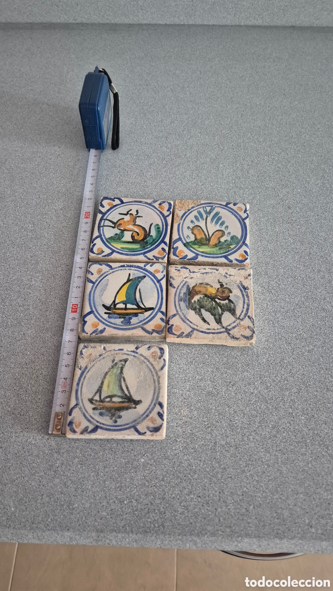 Coleccionismo: Lote de 5 azulejos antiguos para decoraci&oacute;n