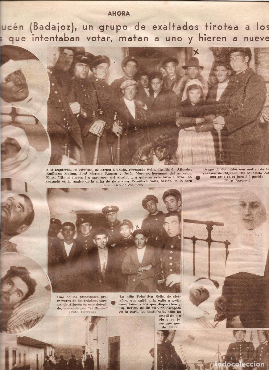 Coleccionismo: A&Ntilde;O 1933 RECORTE PRENSA ELECCIONES ALJUCEN BADAJOZ TIROTEO VECINOS QUE VOTABAN 1 MUERTO 9 HERIDOS