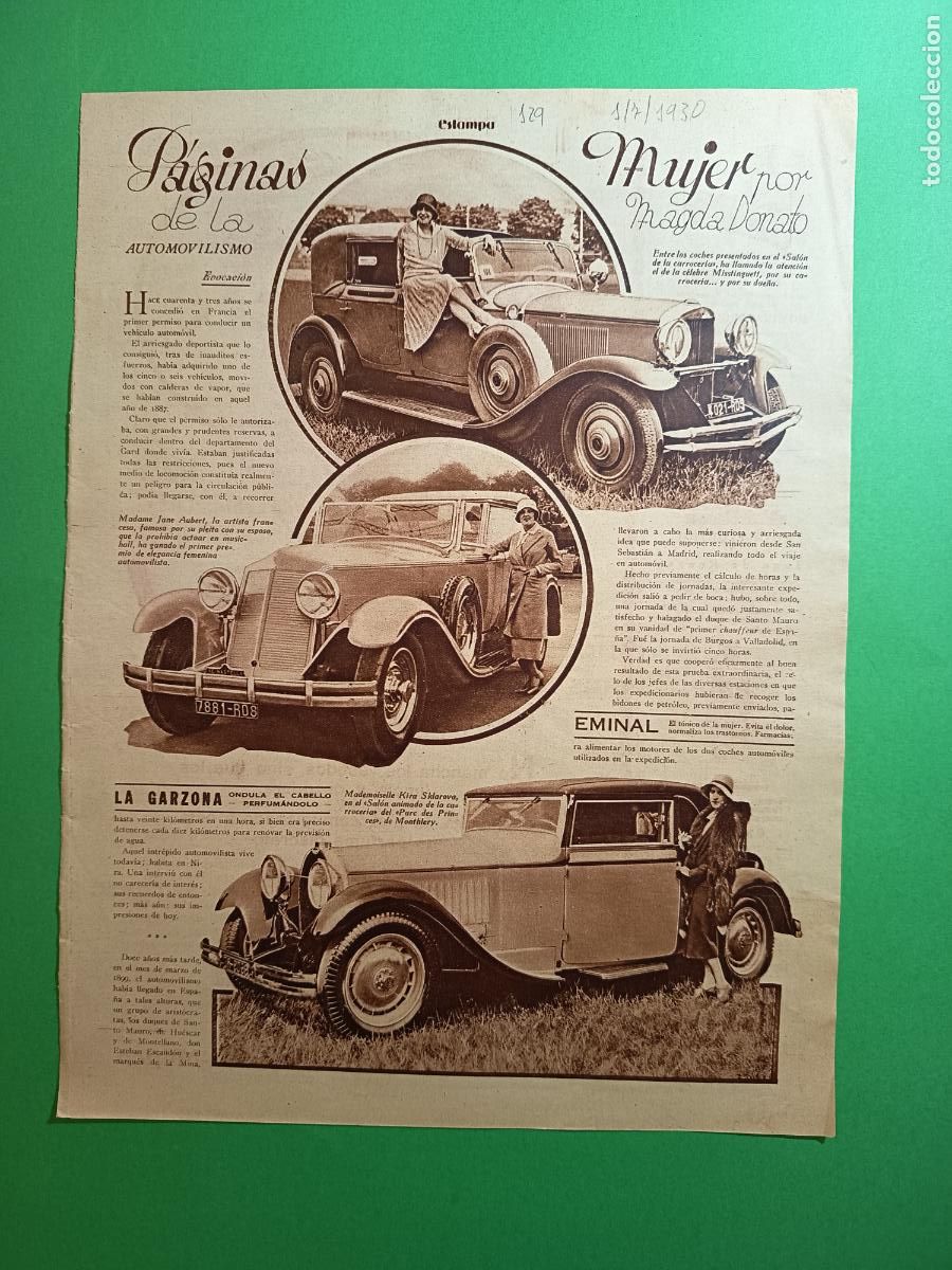Coleccionismo: SALON DE CARROCERIAS AUTOMOVILES MONTHLERY - MISSTINGUETT - JANE AUBERT - 01/07/1930
