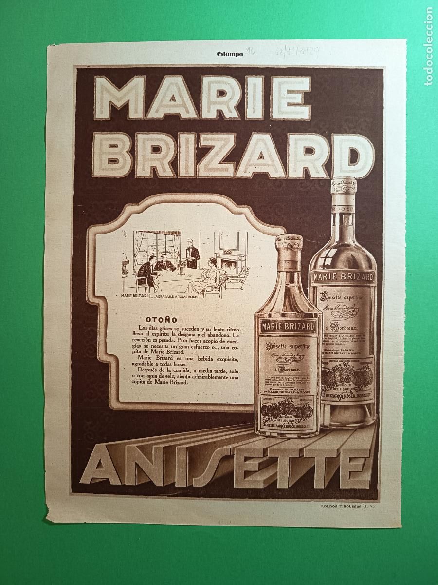 Coleccionismo: ANISETTE MARIE BRIZARD - NOTAS GRAFICAS DE BARCELONA - 12/11/1929