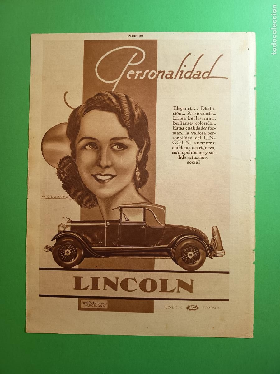 Coleccionismo: FORD LINCOLN PERSONALIDAD ILUSTRADO POR MEZQUITA - PORTADA - 11/11/1930