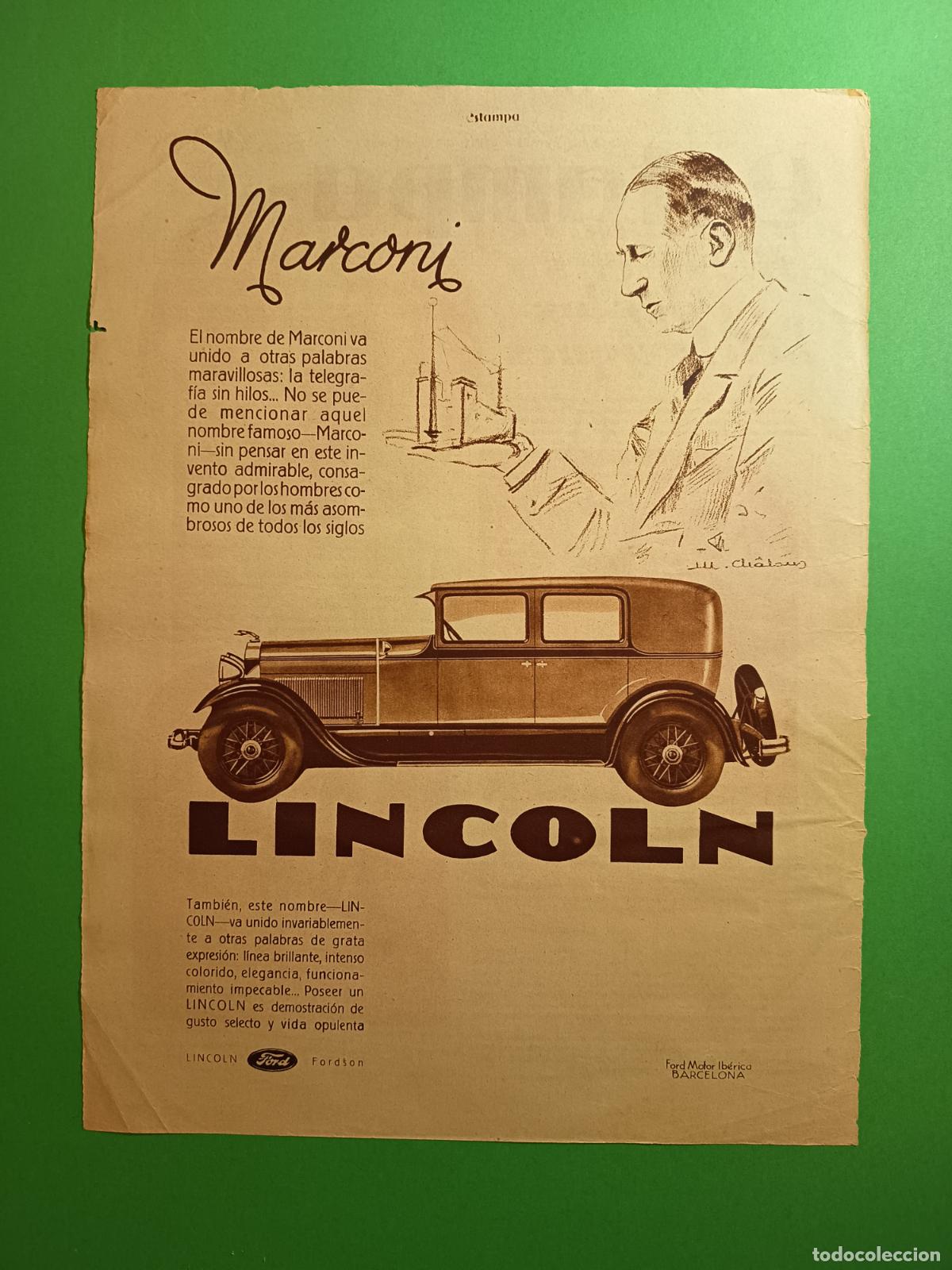 Coleccionismo: FORD LINCOLN MARCONI - PORTADA - 20/12/1930