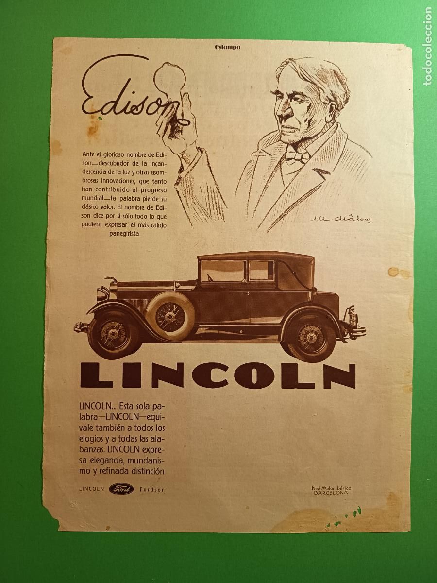 Coleccionismo: FORD LINCOLN EDISON - PORTADA - 13/12/1930