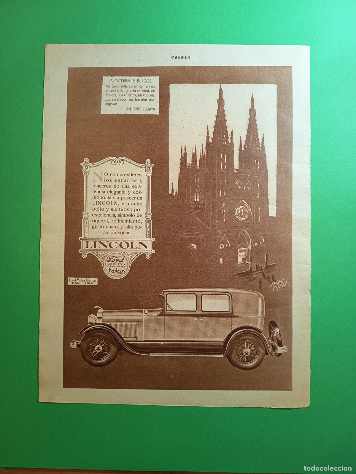 Coleccionismo: FORD LINCOLN CATEDRAL BURGOS ILUSTRADO POR ANIBAL TEJADA - PORTADA - 19/08/1930