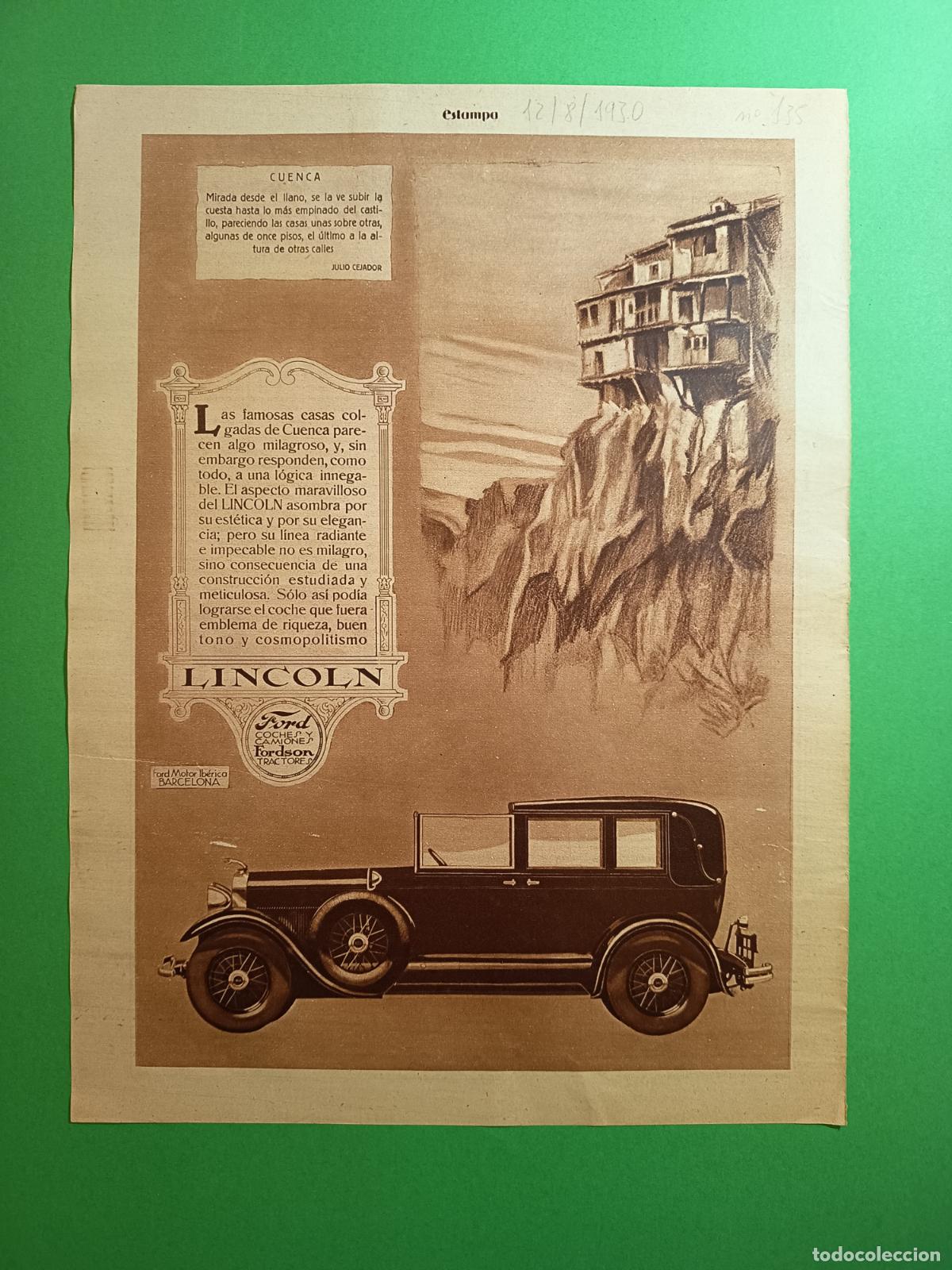 Coleccionismo: FORD LINCOLN MOTOR IBERICA BARCELONA - CUENCA - 12/08/1930