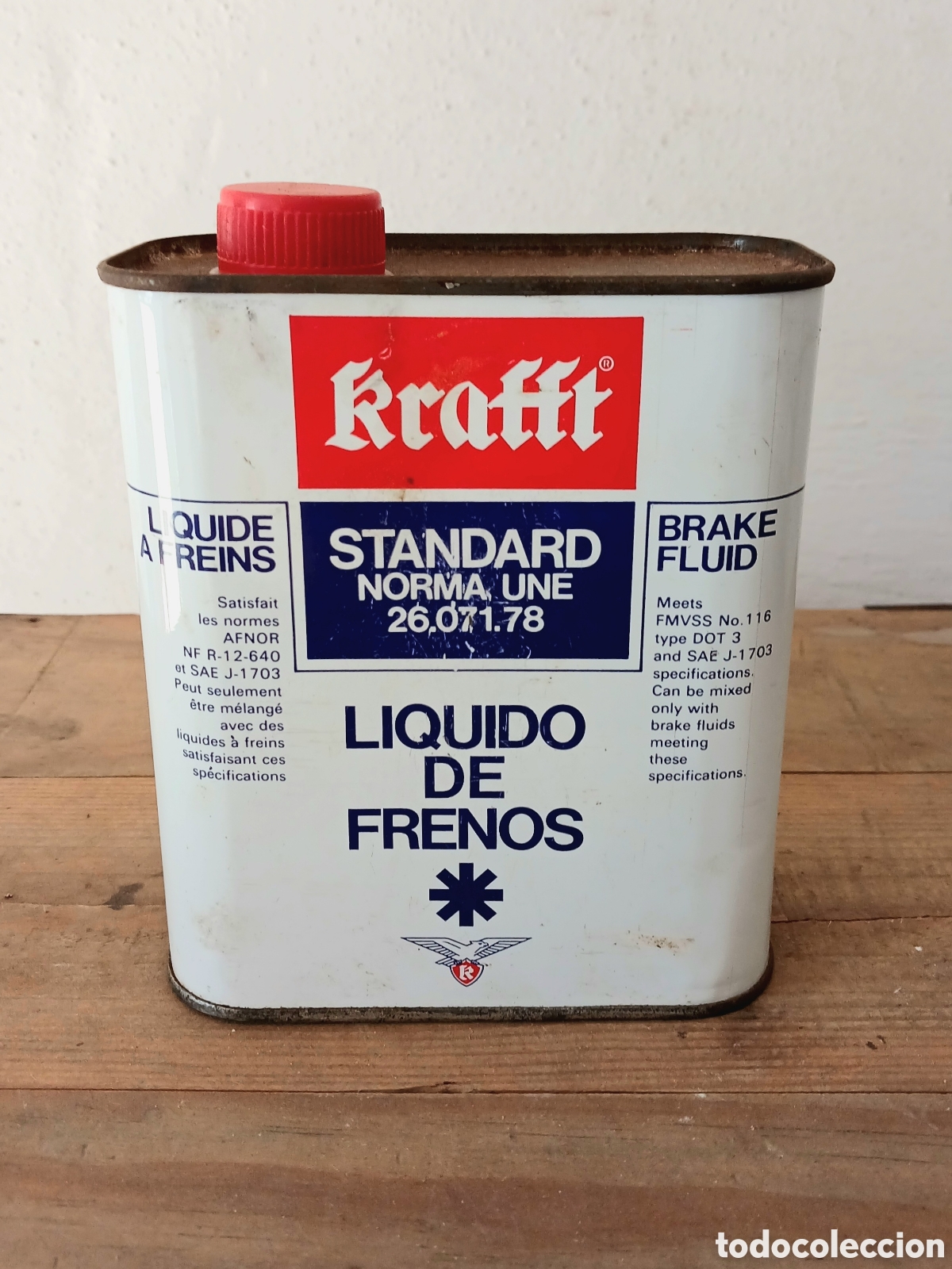 Coleccionismo: Lata vintage de l&iacute;quido de frenos de la marca Krafft, modelo &rdquo;Standard&rdquo;.&nbsp;