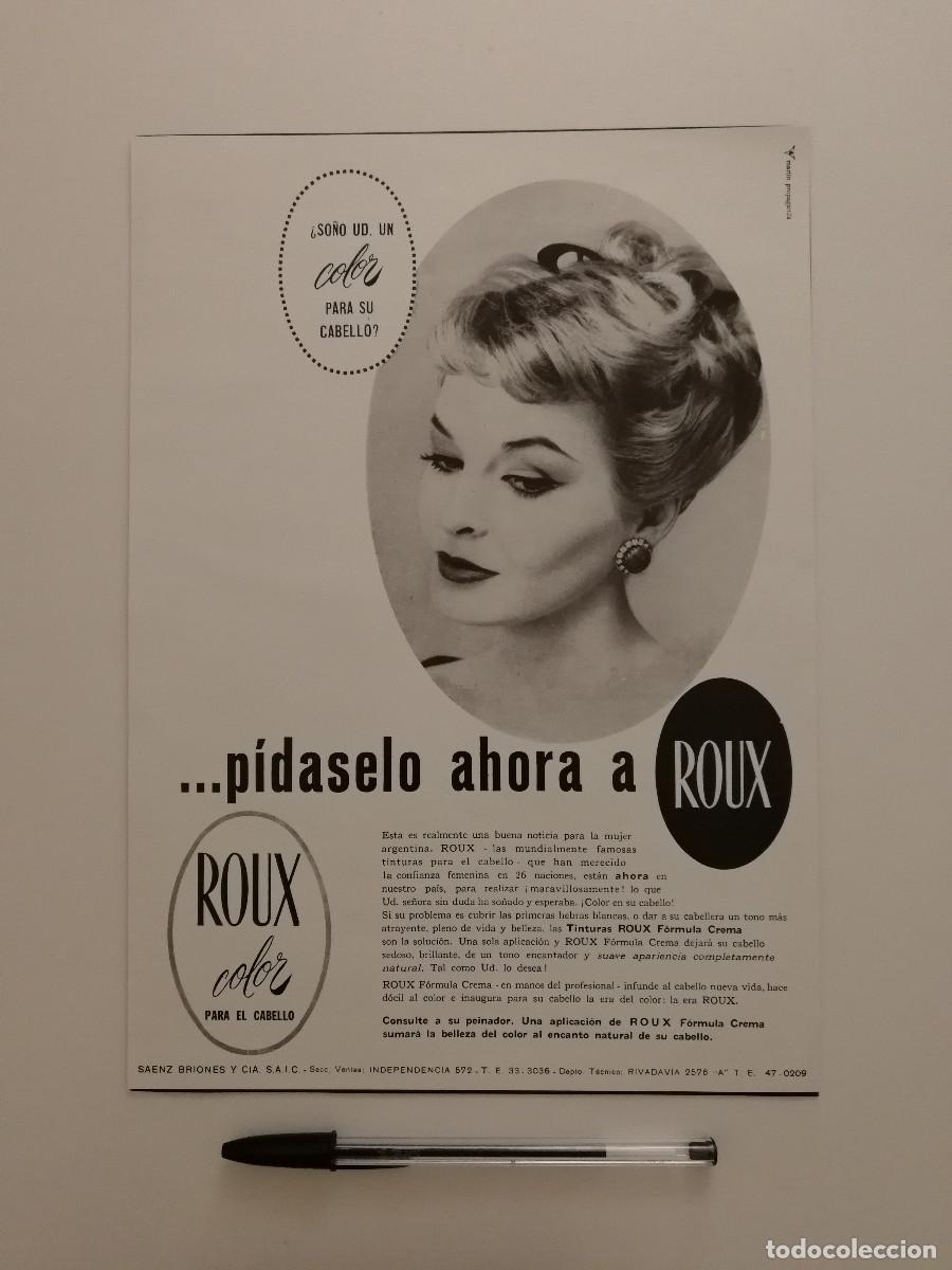 Coleccionismo: ANTIGUO ANUNCIO ACARTONADO -A4- ROUX TINTE PARA EL PELO - PUBLICIDAD LAMINA