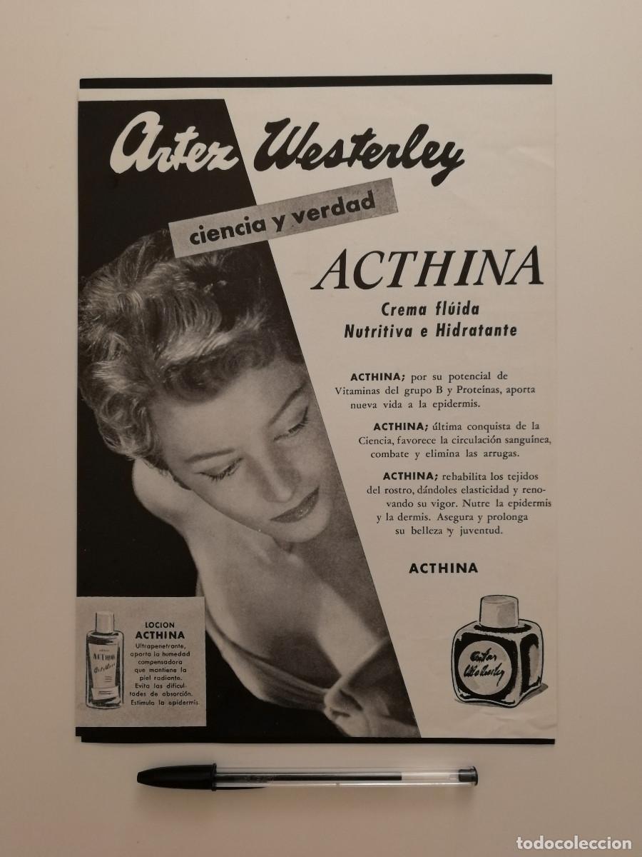 Coleccionismo: ANTIGUO ANUNCIO ACARTONADO -A4- ARTEZ WESTERLEY LOCION ACTHINA COSMETICA - PUBLICIDAD LAMINA