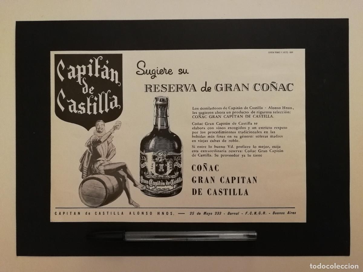 Coleccionismo: ANTIGUO ANUNCIO ACARTONADO - CAPITAN DE CASTILLA CO&Ntilde;AC A&Ntilde;OS 50- PUBLICIDAD LAMINA