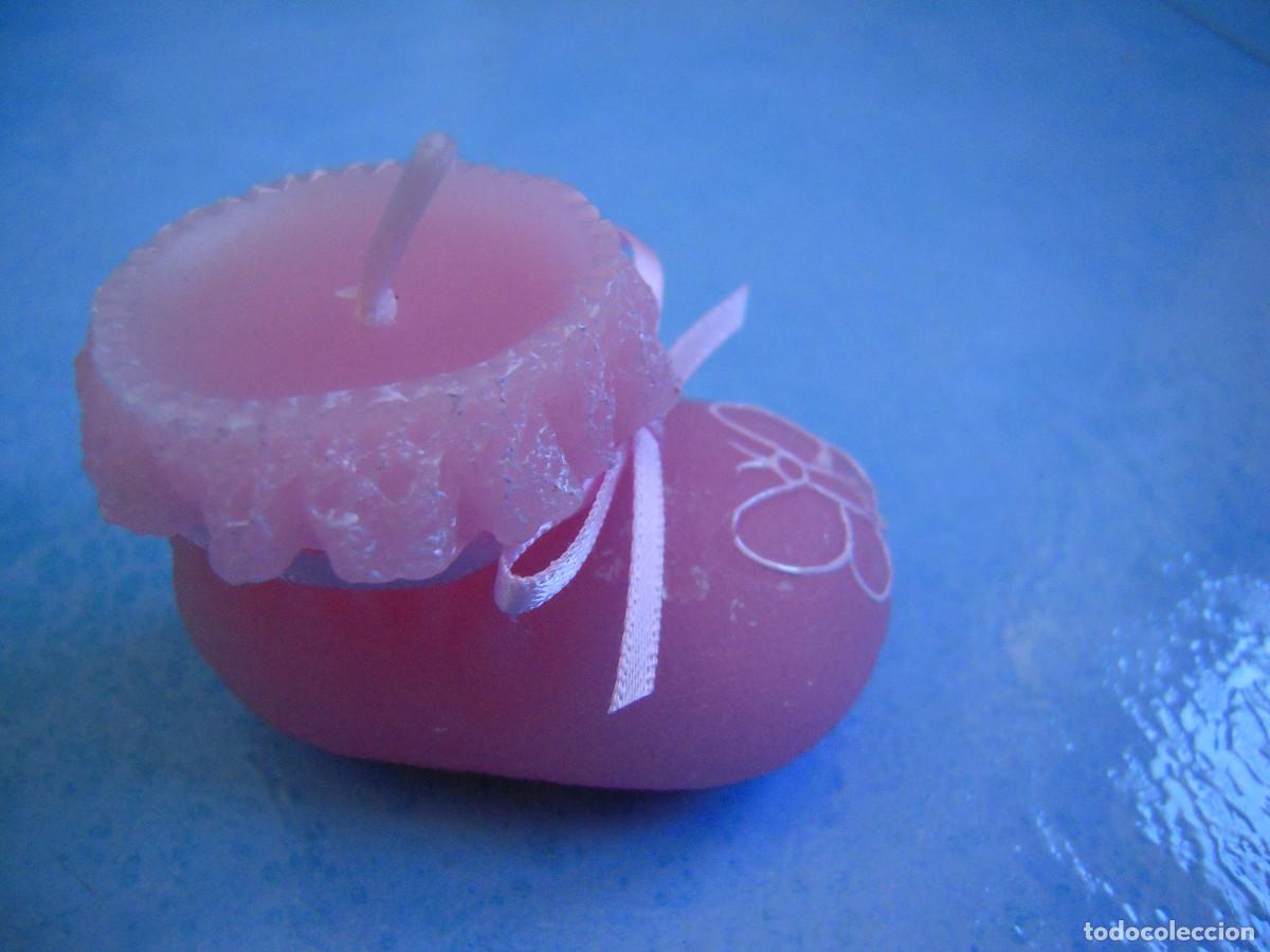Coleccionismo: Vela decorativa rosa botita beb&eacute;
