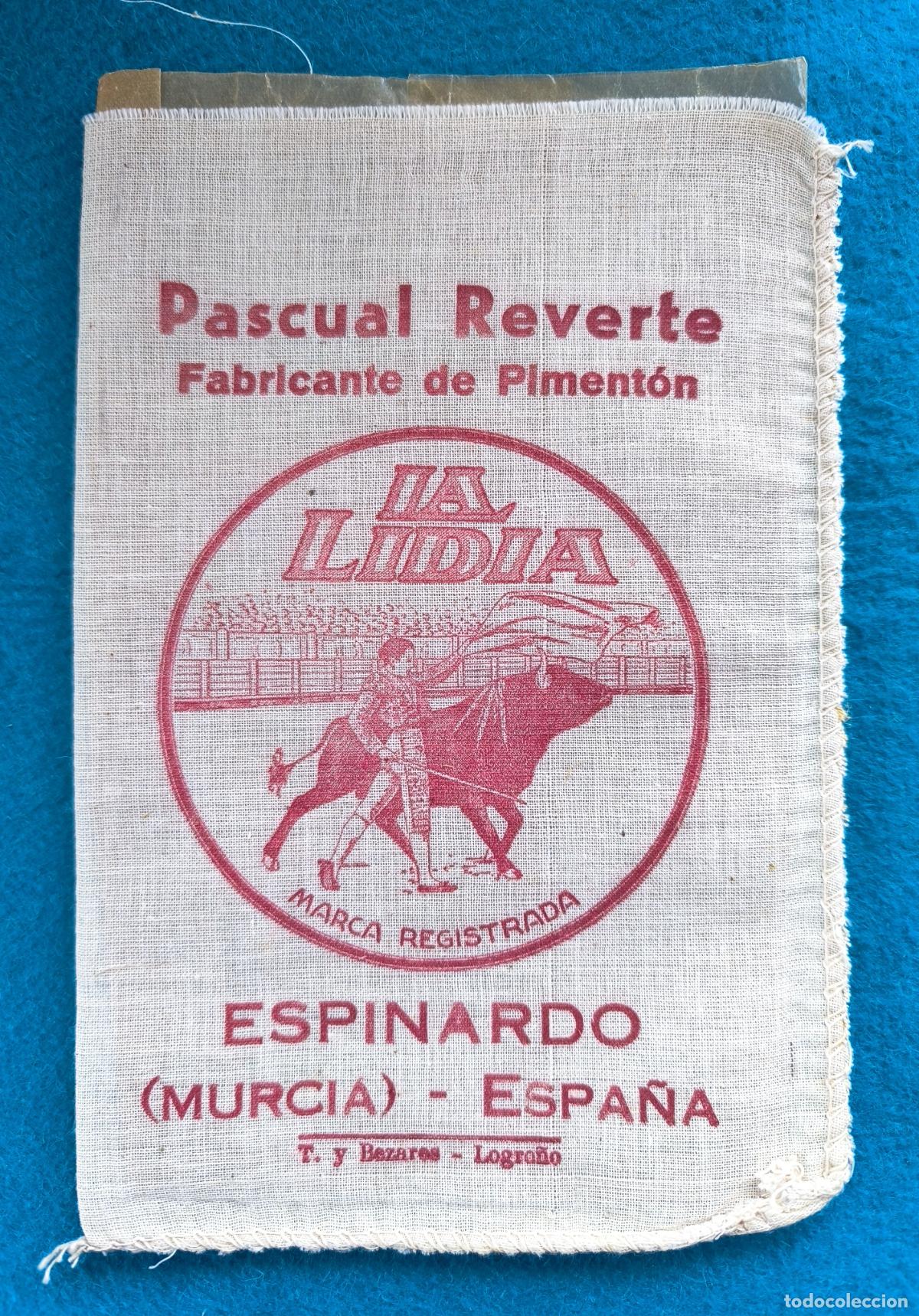 Coleccionismo: RW SACO SAQUITO PIMENTON TELA PASCUAL REVERTE LA LIDIA TOROS ESPINARDO MURCIA 500 GRAMOS RR