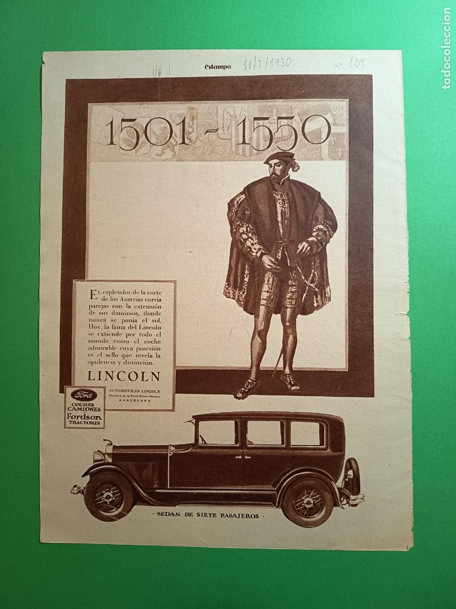 Coleccionismo: FORD LINCOLN SEDAN DE SIETE PASAJEROS 1501 1550 - 11/02/1930