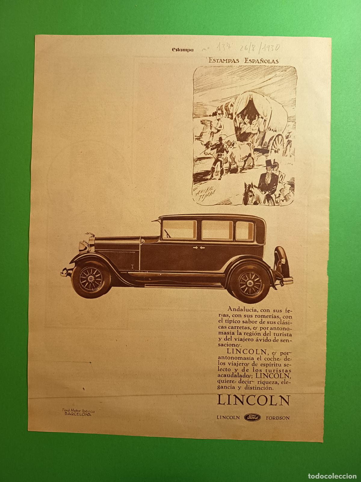 Coleccionismo: FORD LINCOLN ESTAMPAS ESPA&Ntilde;OLAS ANIBAL TEJADA - 26/08/1930