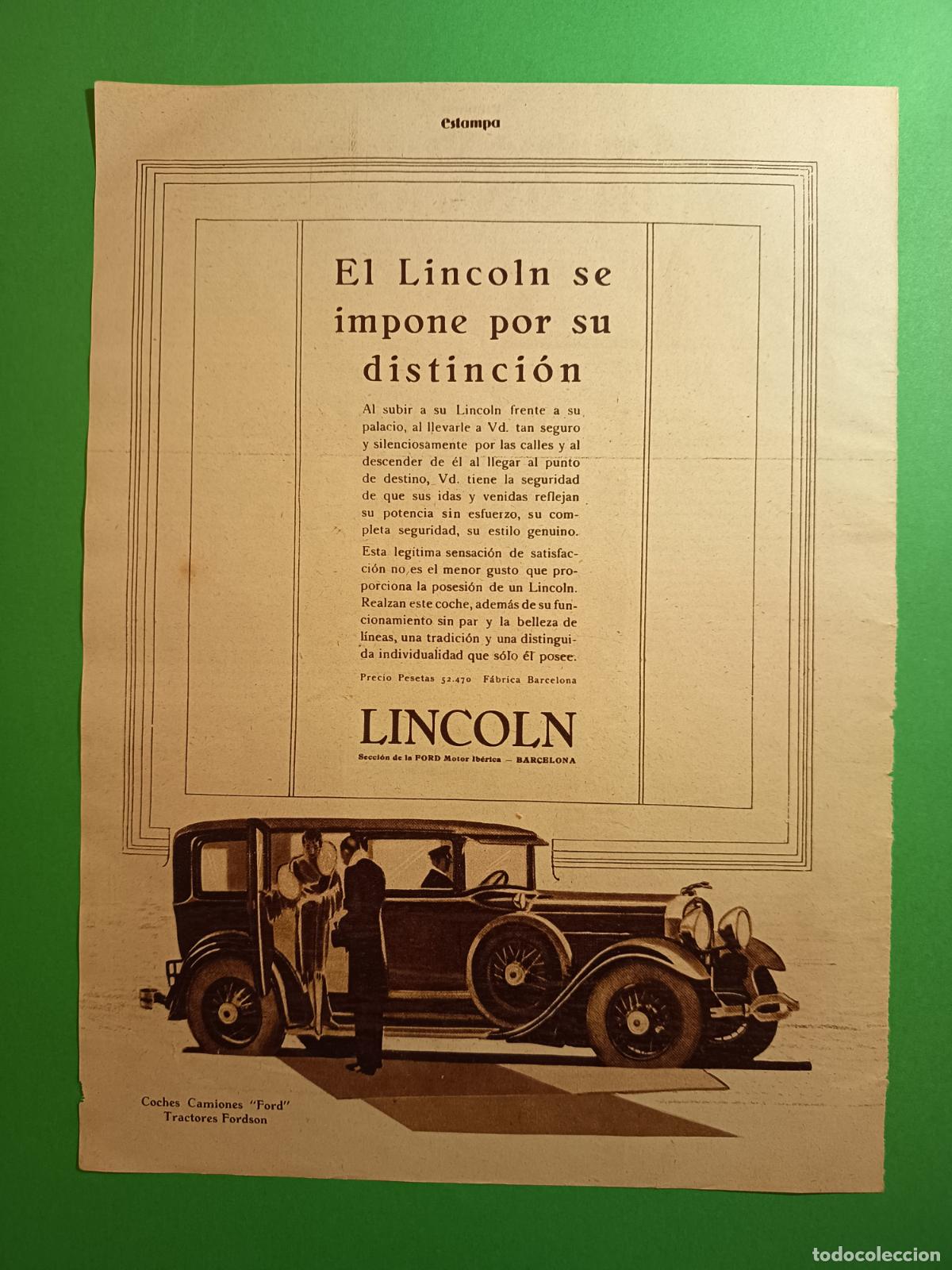 Coleccionismo: FORD MOTOR IBERICA BARCELONA LINCOLN 52.470 PESETAS - 18/03/1930